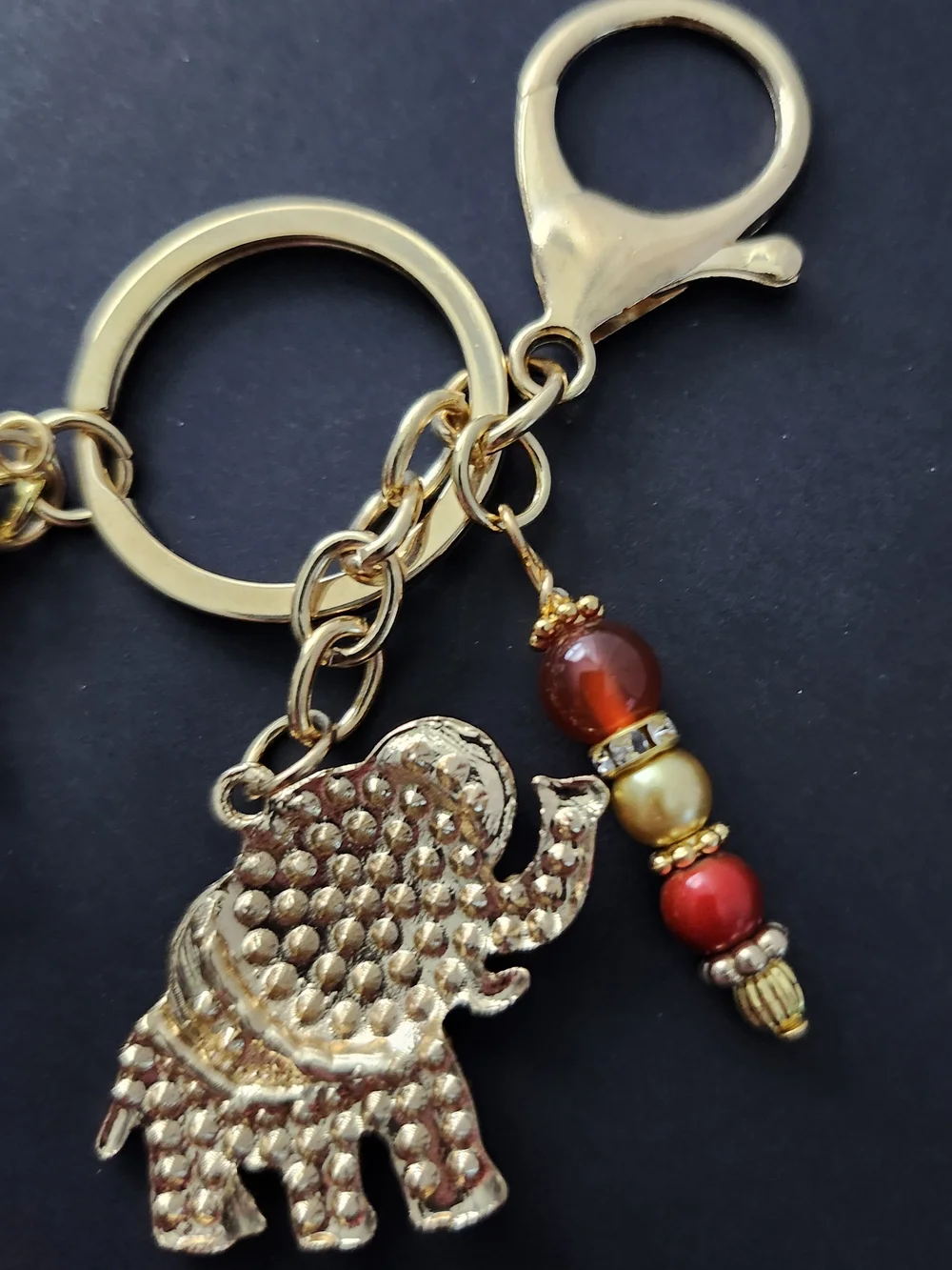 Elephant Purse Charm or Keychain Carnelian Opal Agate Glass Handcrafted